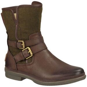UGG Simmens Waterproof Leather Wool Double Buckle Strap Boots